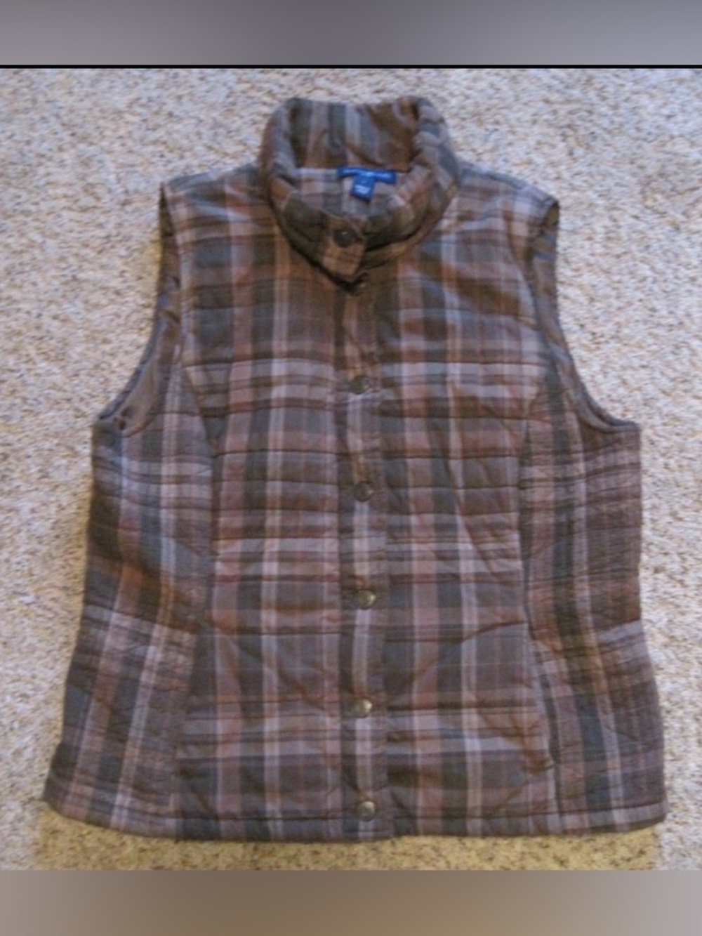 Bandolino denim high neck snap closure vest sz L
